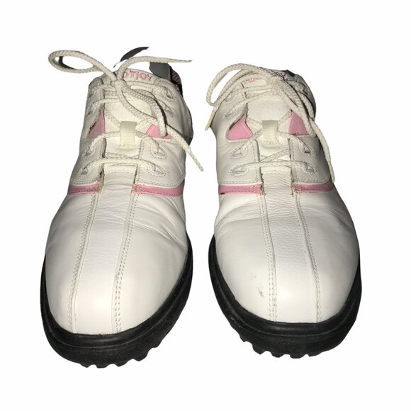FootJoy Comfort Pink White Golf Shoes Womens 10M Lace Ups Athletic Spikes - Picture 2 of 8